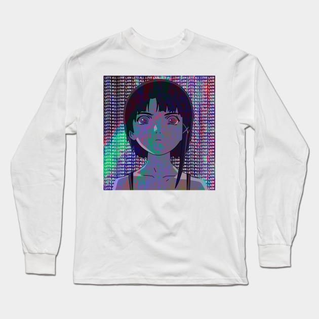 LETS ALL LOVE LAIN 2 SAD JAPANESE ANIME AESTHETIC Long Sleeve T-Shirt by Poser_Boy